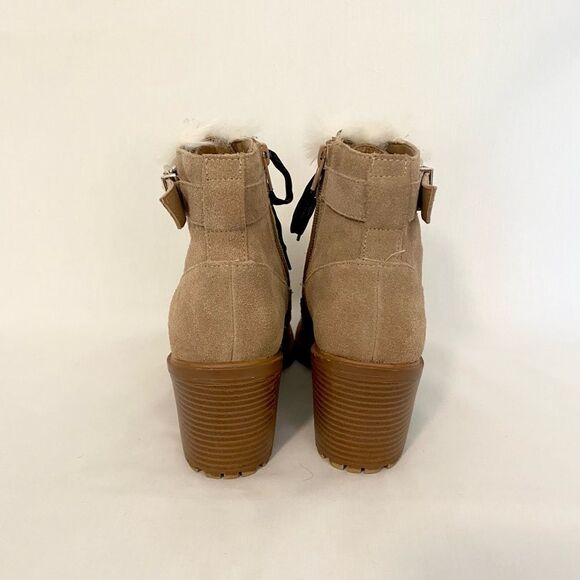 Nine West Tan Suede Ankle Boots with Faux Fur Trim size 7. Real leather. - Picture 4 of 14